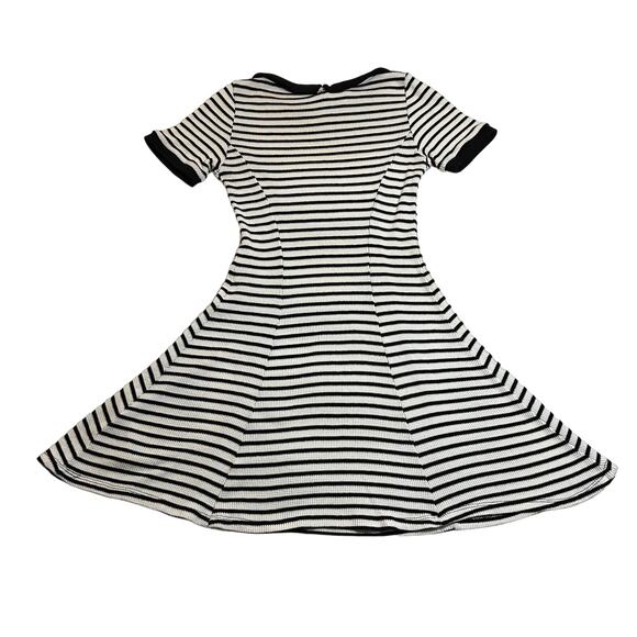 H&M Divided Fit and Flare Stripe Collar Mini Dress Size 6 Waffle Knit Stretch - Picture 2 of 7